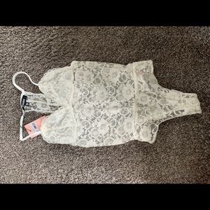 White racer back crochet bodysuit
